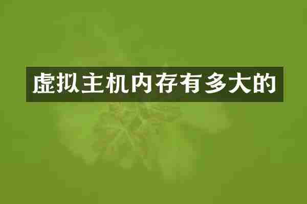 虚拟主机内存有多大的