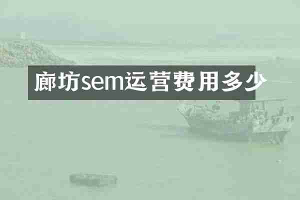 廊坊sem运营费用多少