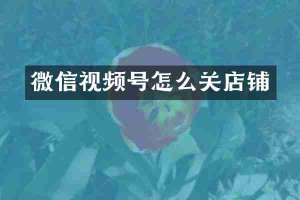 微信视频号怎么关店铺