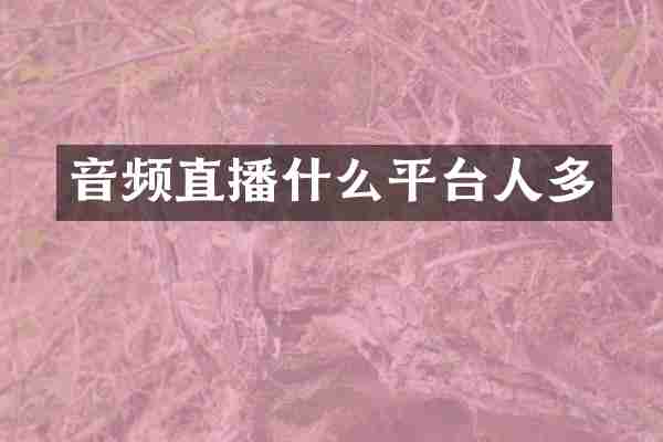 音频直播什么平台人多
