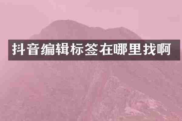 抖音编辑标签在哪里找啊