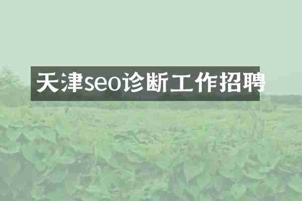 天津seo诊断工作招聘