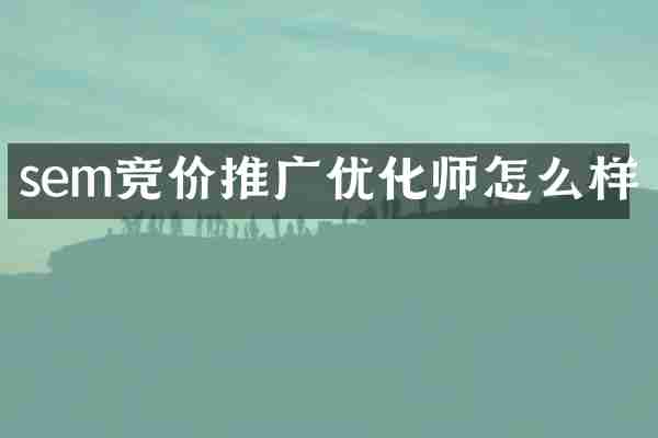 sem竞价推广优化师怎么样