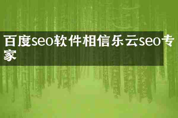 百度seo软件相信乐云seo专家