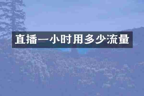 直播一小时用多少流量