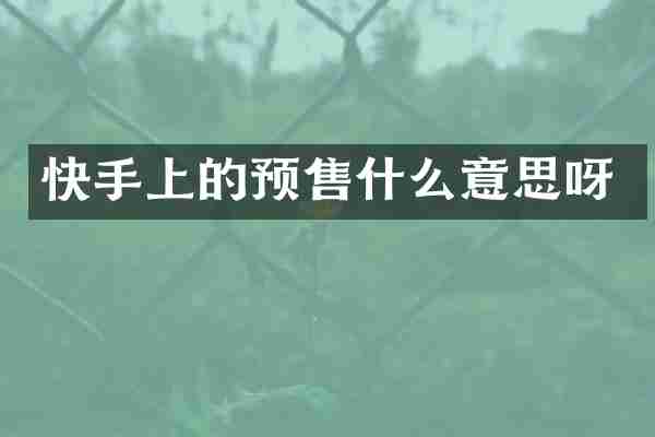 快手上的预售什么意思呀