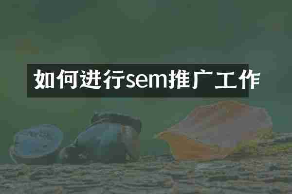 如何进行sem推广工作
