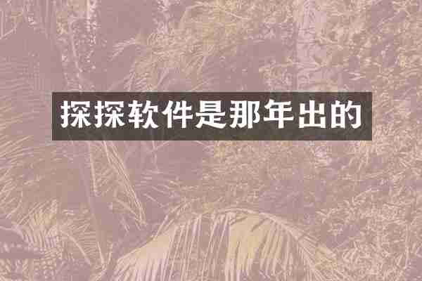 探探软件是那年出的