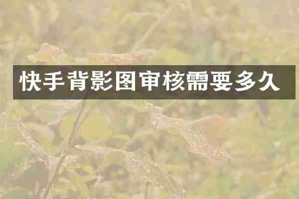 快手背影图审核需要多久
