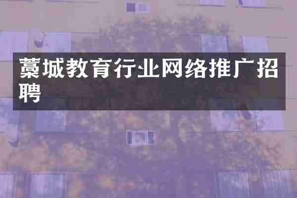 藁城教育行业网络推广招聘