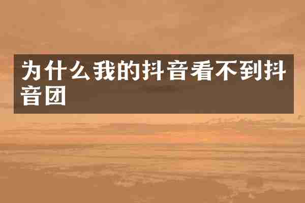 为什么我的抖音看不到抖音团