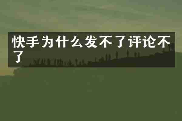 快手为什么发不了评论不了