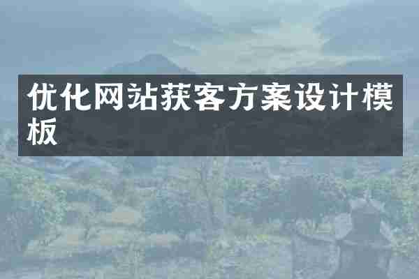 优化网站获客方案设计模板