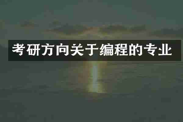 考研方向关于编程的专业