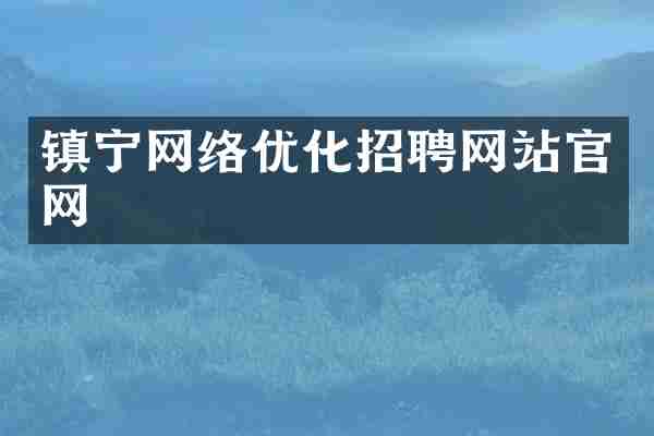 镇宁网络优化招聘网站官网