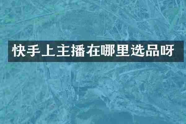 快手上主播在哪里选品呀
