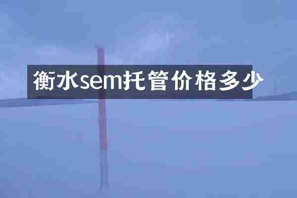 衡水sem托管价格多少