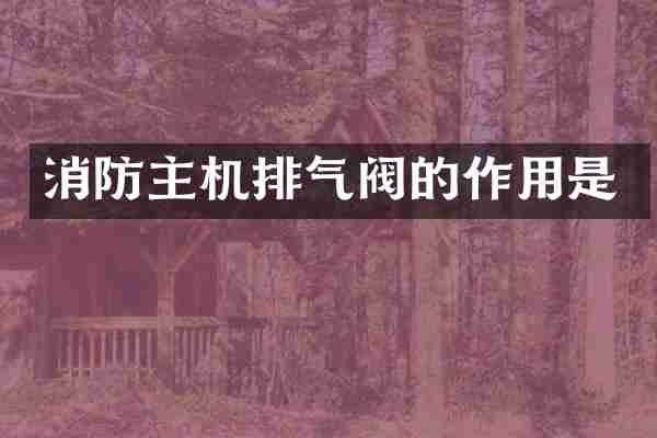 消防主机排气阀的作用是
