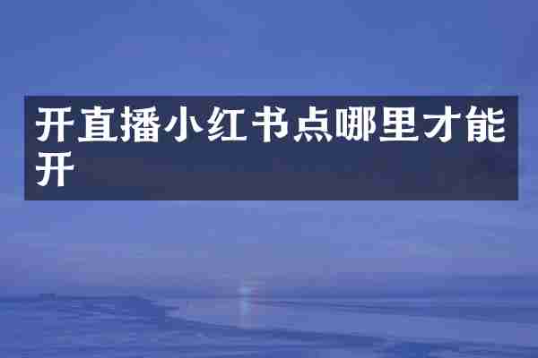 开直播小红书点哪里才能开