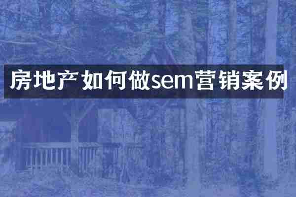 房地产如何做sem营销案例