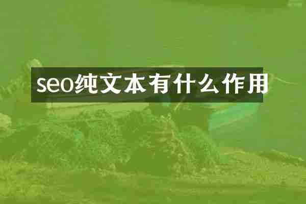 seo纯文本有什么作用