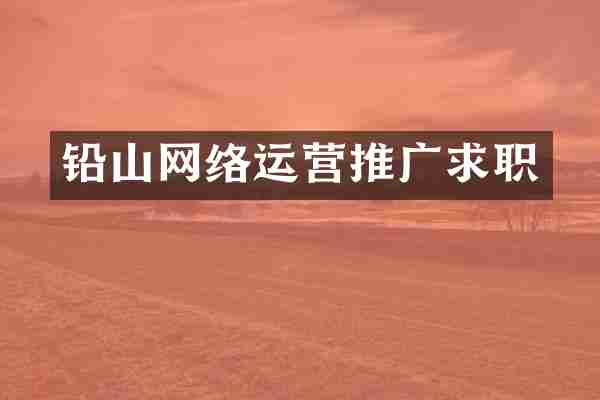 铅山网络运营推广求职
