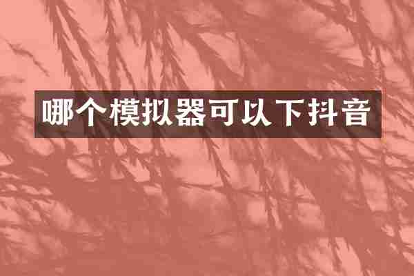 哪个模拟器可以下抖音