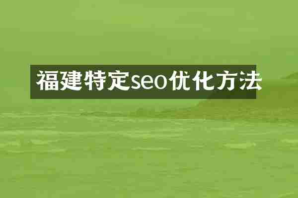 福建特定seo优化方法