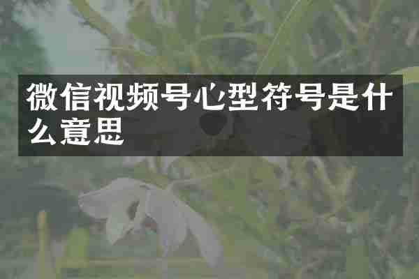 微信视频号心型符号是什么意思