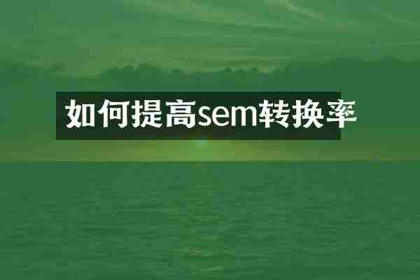 如何提高sem转换率