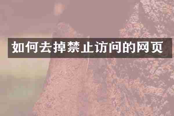 如何去掉禁止访问的网页