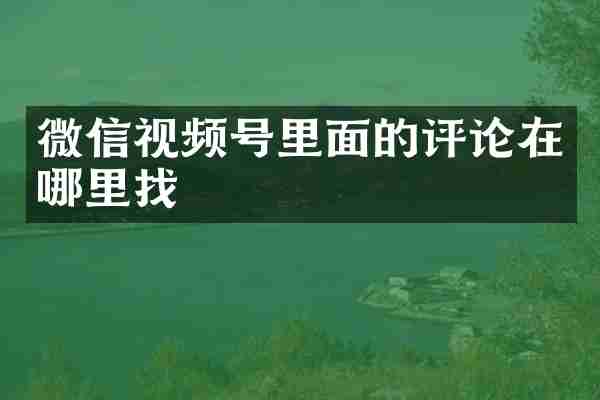 微信视频号里面的评论在哪里找