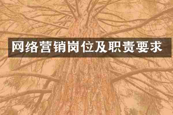 网络营销岗位及职责要求
