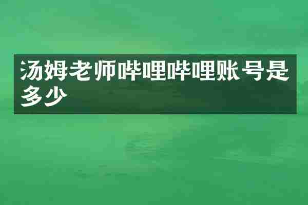 汤姆老师哔哩哔哩账号是多少