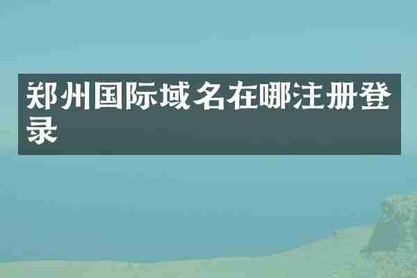 郑州国际域名在哪注册登录