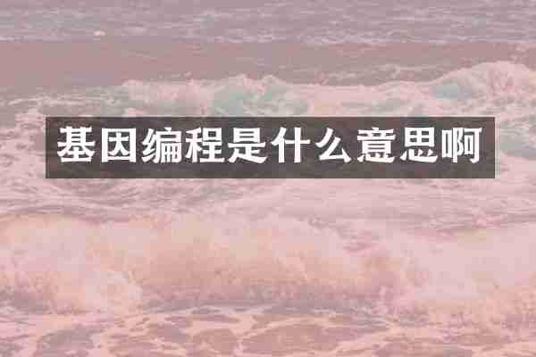 基因编程是什么意思啊