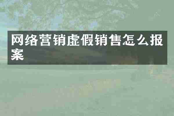 网络营销虚假销售怎么报案