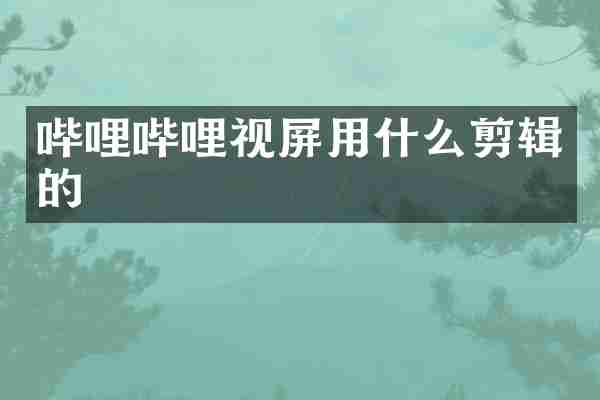 哔哩哔哩视屏用什么剪辑的