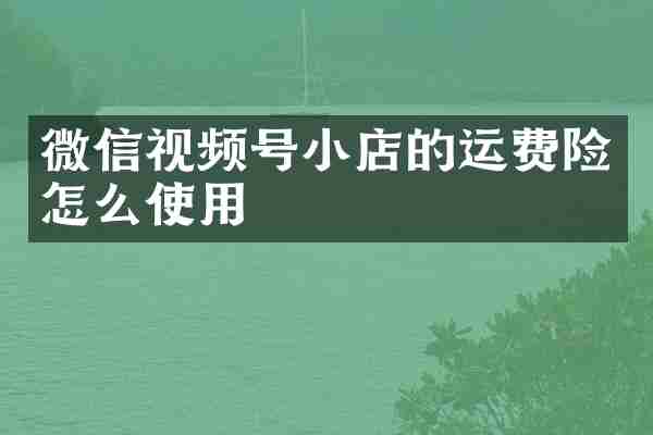 微信视频号小店的运费险怎么使用