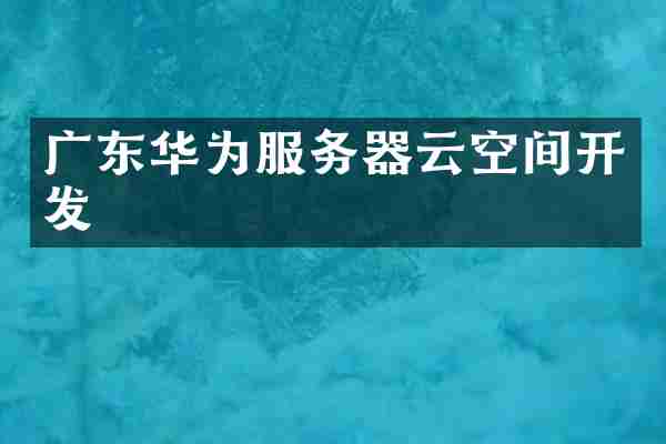广东华为服务器云空间开发