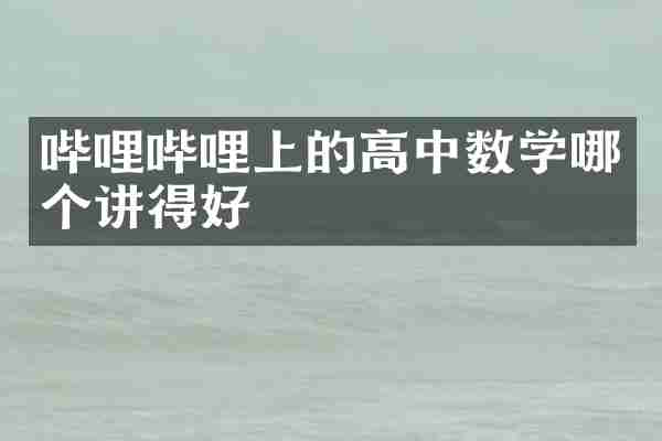 哔哩哔哩上的高中数学哪个讲得好
