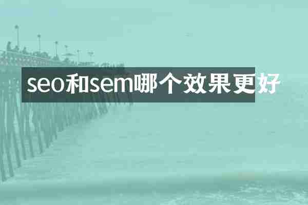 seo和sem哪个效果更好