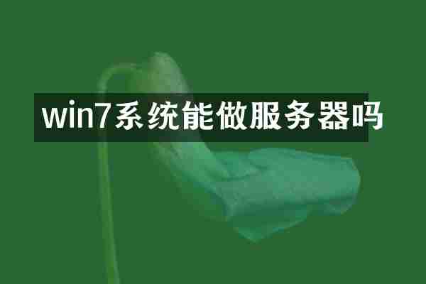 win7系统能做服务器吗