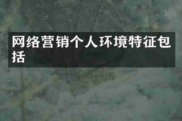 网络营销个人环境特征包括
