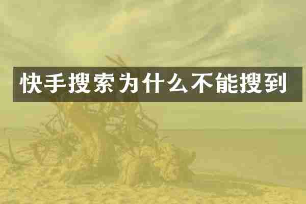 快手搜索为什么不能搜到