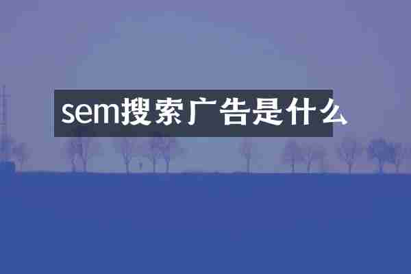 sem搜索广告是什么