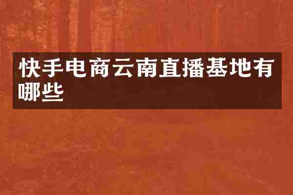 快手电商云南直播基地有哪些
