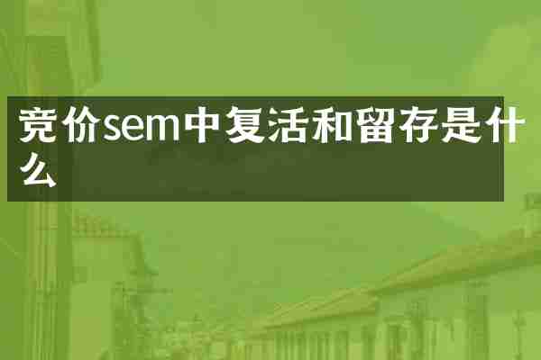 竞价sem中复活和留存是什么