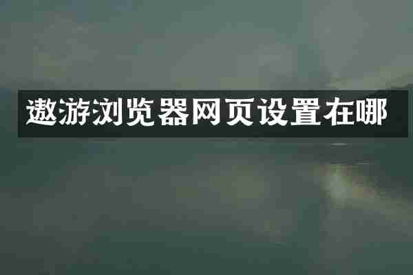 遨游浏览器网页设置在哪