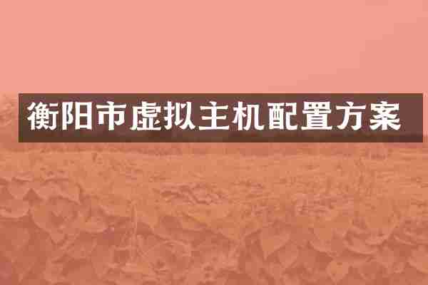 衡阳市虚拟主机配置方案